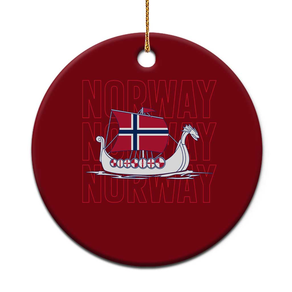 Norwegian Viking Ship Flag Boat Norway Heritage Ceramic Ornament TS14 1pc Red Print Your Wear