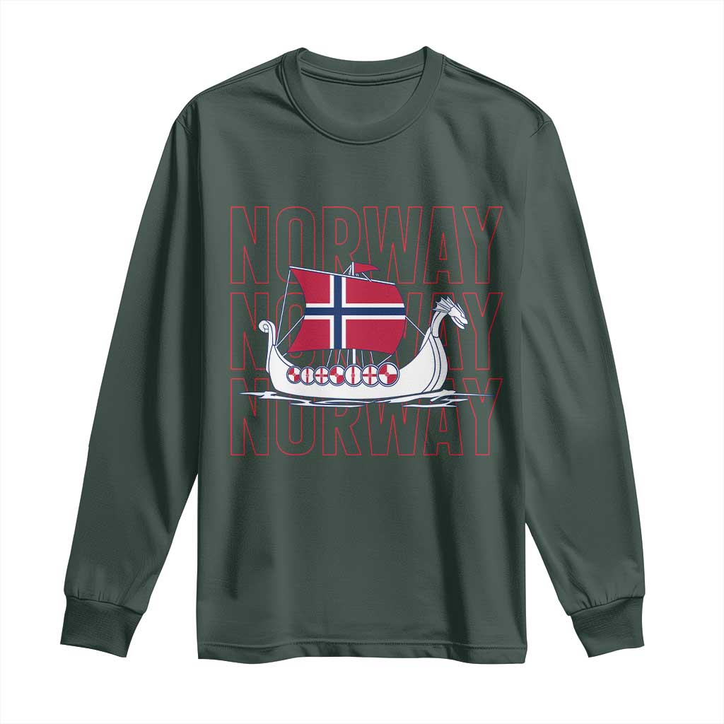 Norwegian Viking Ship Flag Boat Norway Heritage Long Sleeve Shirt