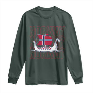Norwegian Viking Ship Flag Boat Norway Heritage Long Sleeve Shirt