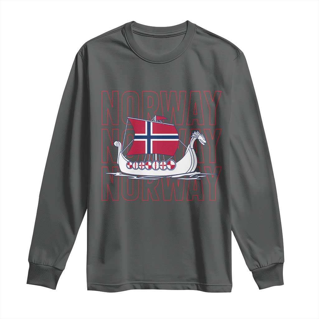 Norwegian Viking Ship Flag Boat Norway Heritage Long Sleeve Shirt