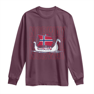 Norwegian Viking Ship Flag Boat Norway Heritage Long Sleeve Shirt