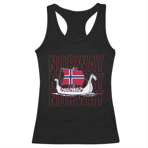 Norwegian Viking Ship Flag Boat Norway Heritage Racerback Tank Top