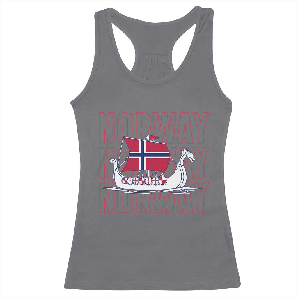 Norwegian Viking Ship Flag Boat Norway Heritage Racerback Tank Top