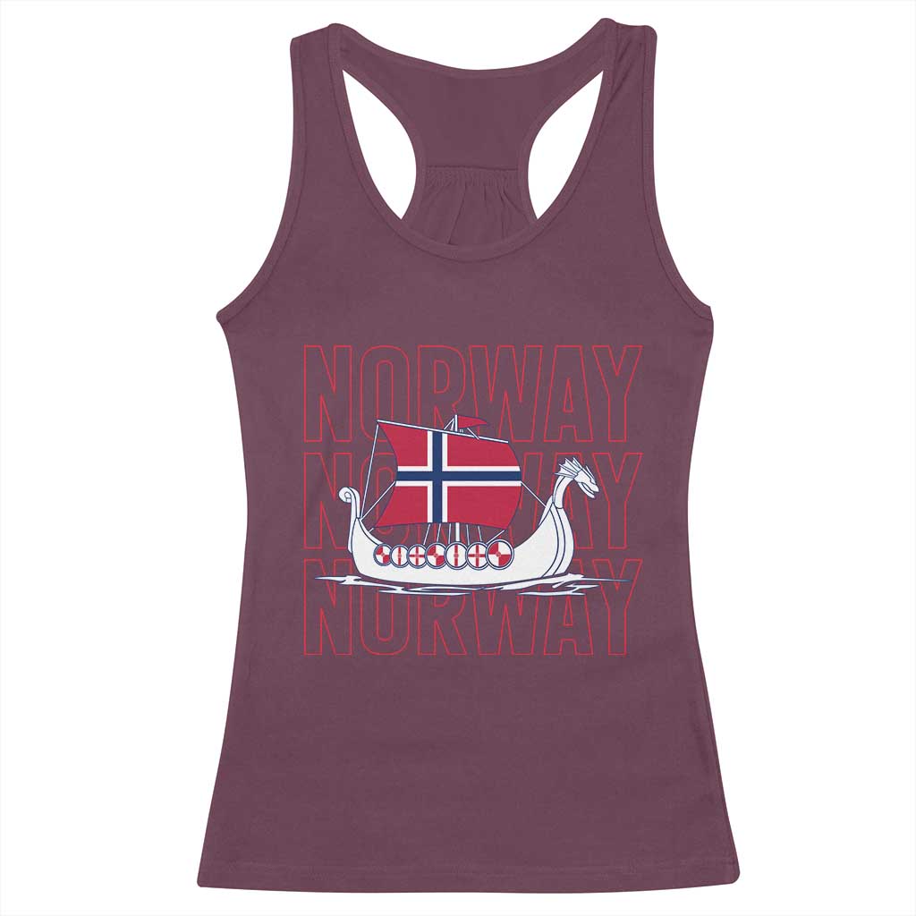 Norwegian Viking Ship Flag Boat Norway Heritage Racerback Tank Top