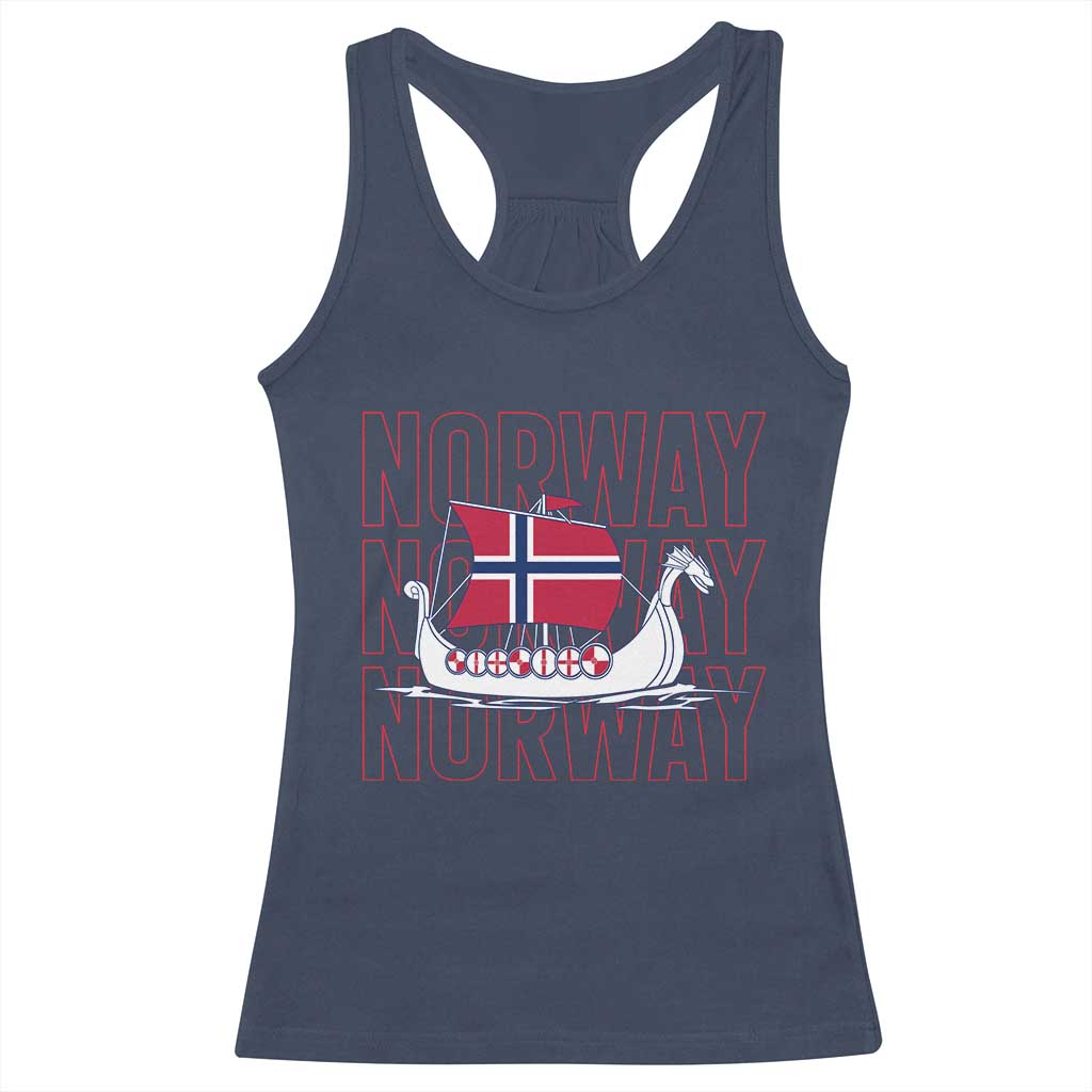 Norwegian Viking Ship Flag Boat Norway Heritage Racerback Tank Top