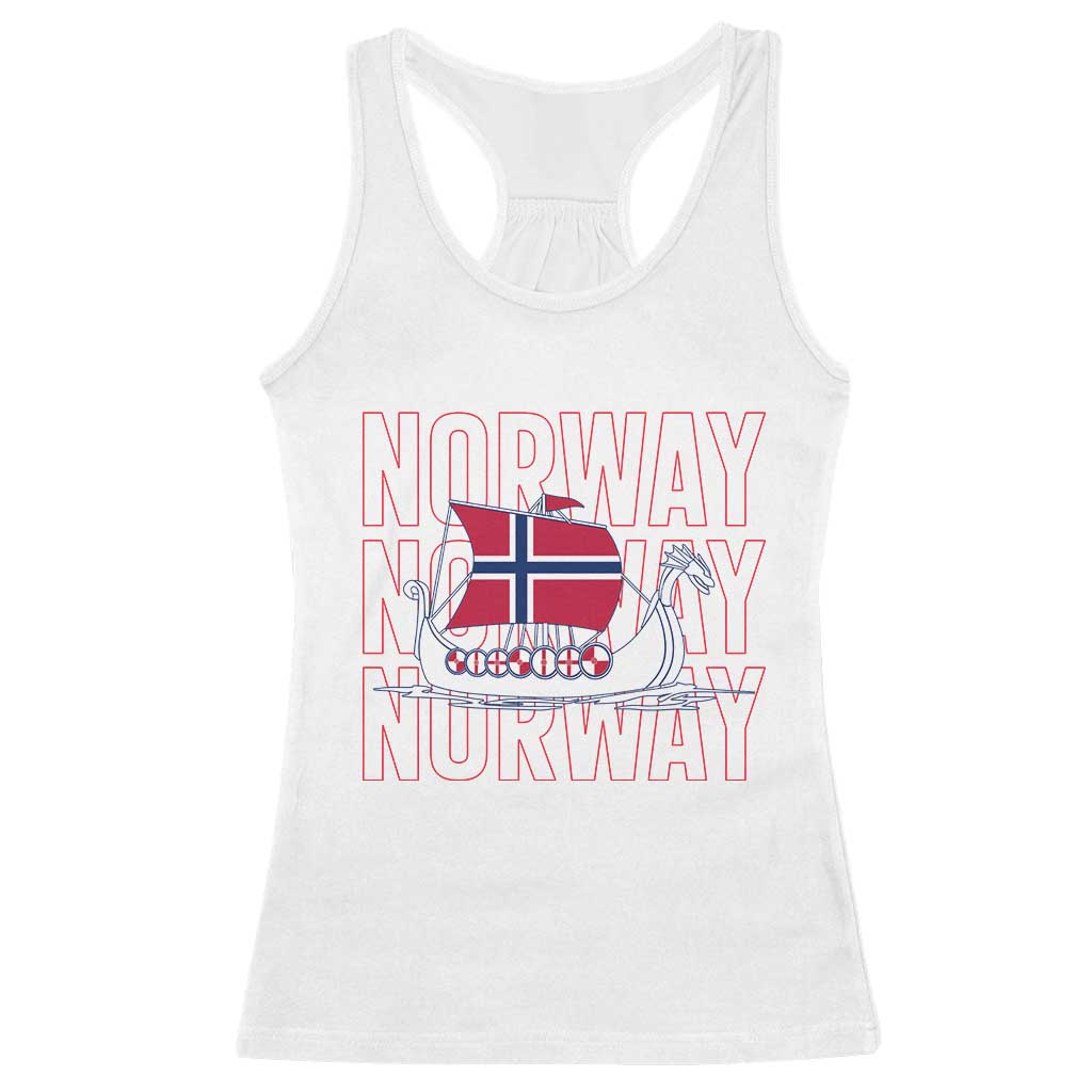 Norwegian Viking Ship Flag Boat Norway Heritage Racerback Tank Top