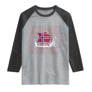 Norwegian Viking Ship Flag Boat Norway Heritage Raglan Shirt