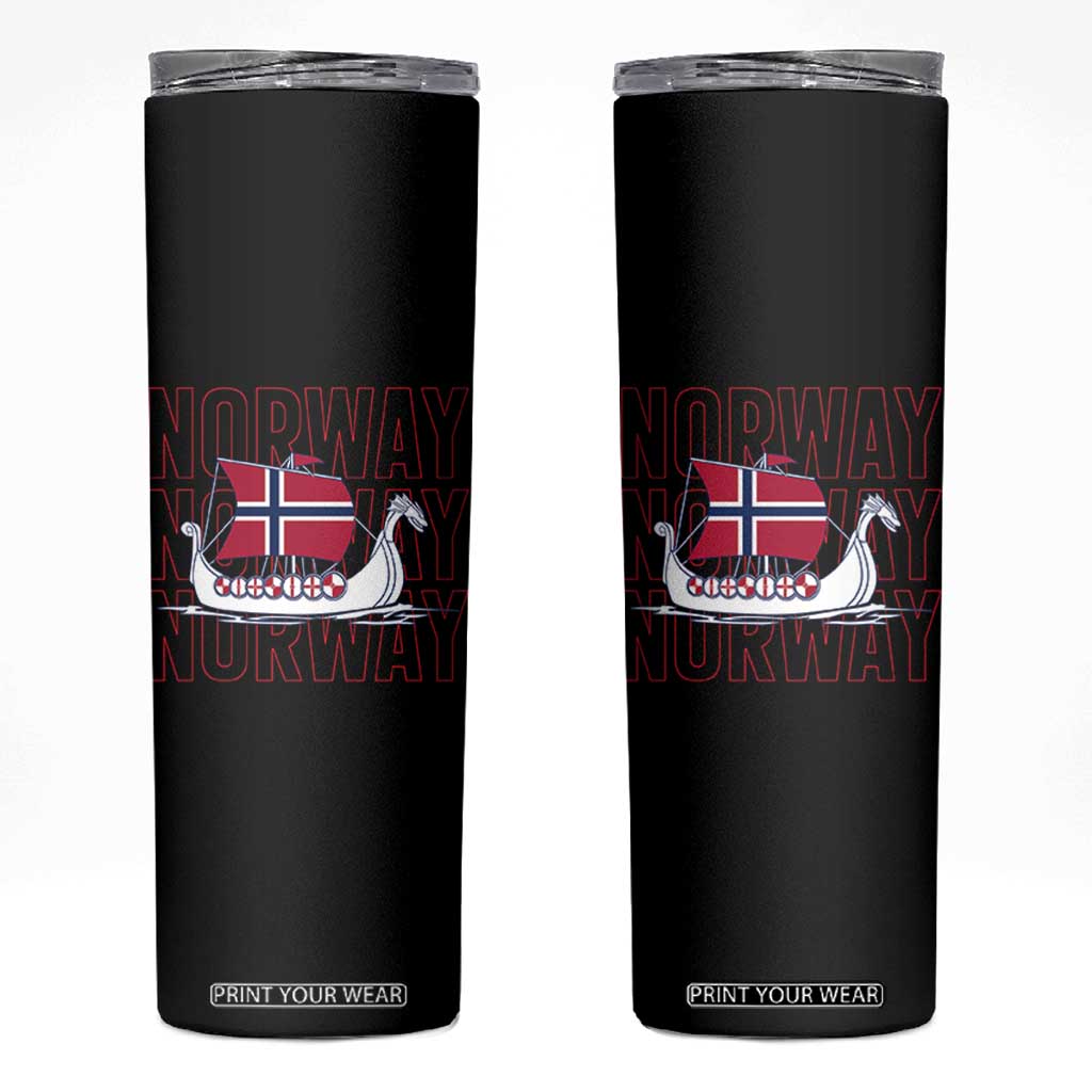 Norwegian Viking Ship Flag Boat Norway Heritage Skinny Tumbler