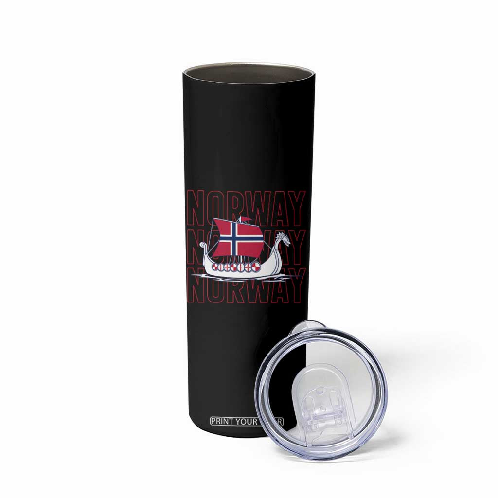Norwegian Viking Ship Flag Boat Norway Heritage Skinny Tumbler