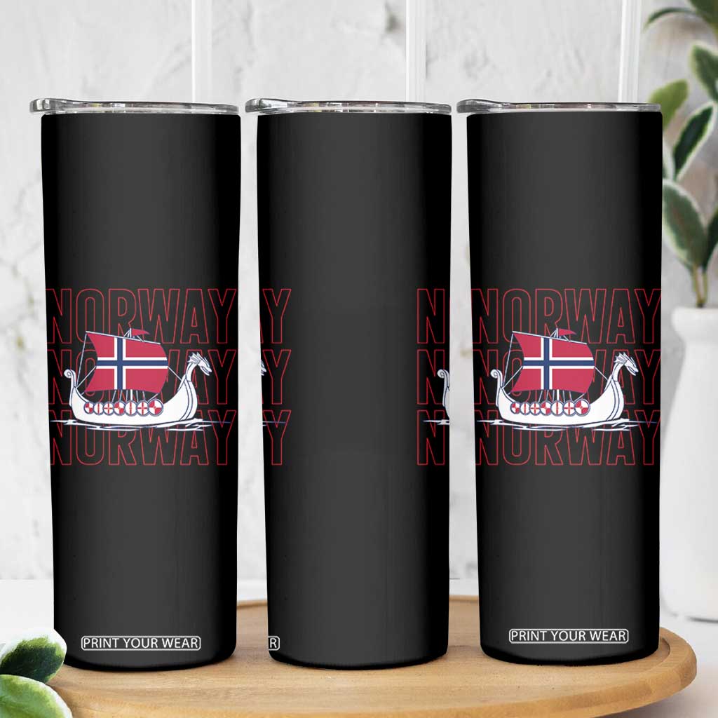 Norwegian Viking Ship Flag Boat Norway Heritage Skinny Tumbler