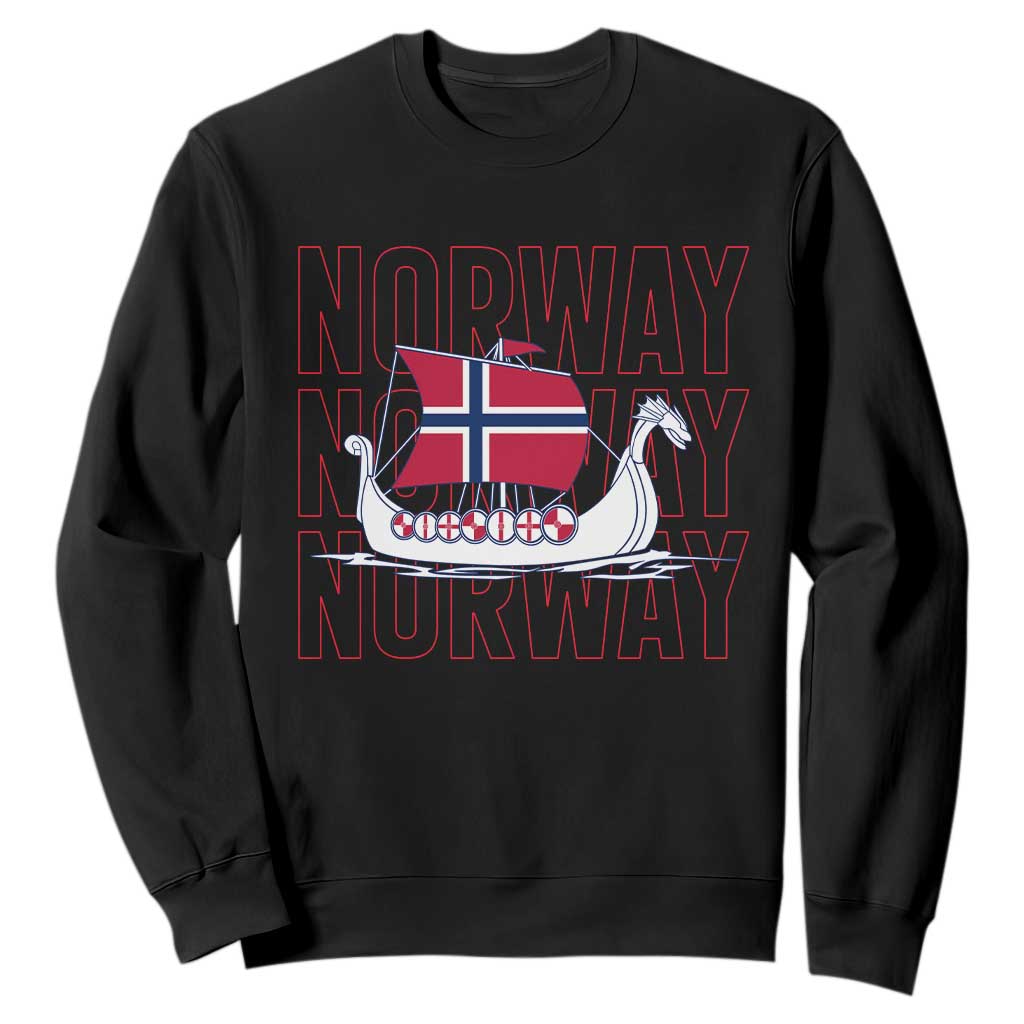 Norwegian Viking Ship Flag Boat Norway Heritage Sweatshirt TS14 Black Print Your Wear