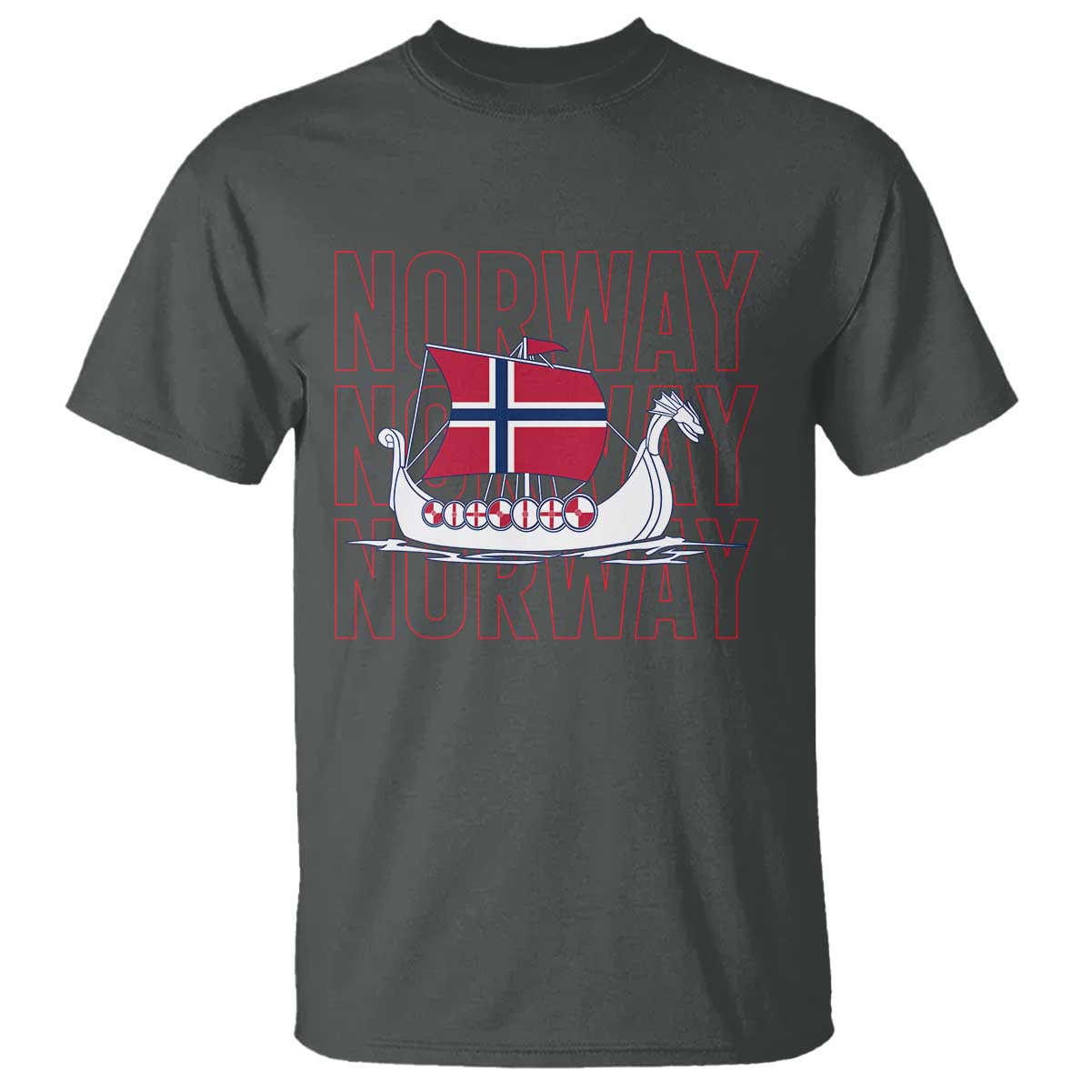Norwegian Viking Ship Flag Boat Norway Heritage T Shirt