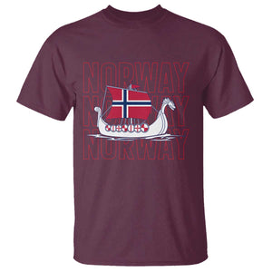 Norwegian Viking Ship Flag Boat Norway Heritage T Shirt