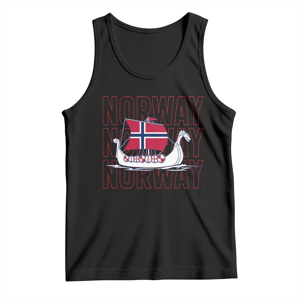 Norwegian Viking Ship Flag Boat Norway Heritage Tank Top