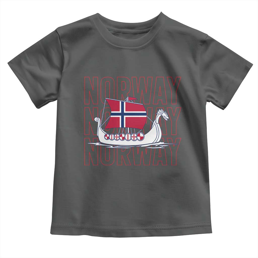 Norwegian Viking Ship Flag Boat Norway Heritage Toddler T Shirt