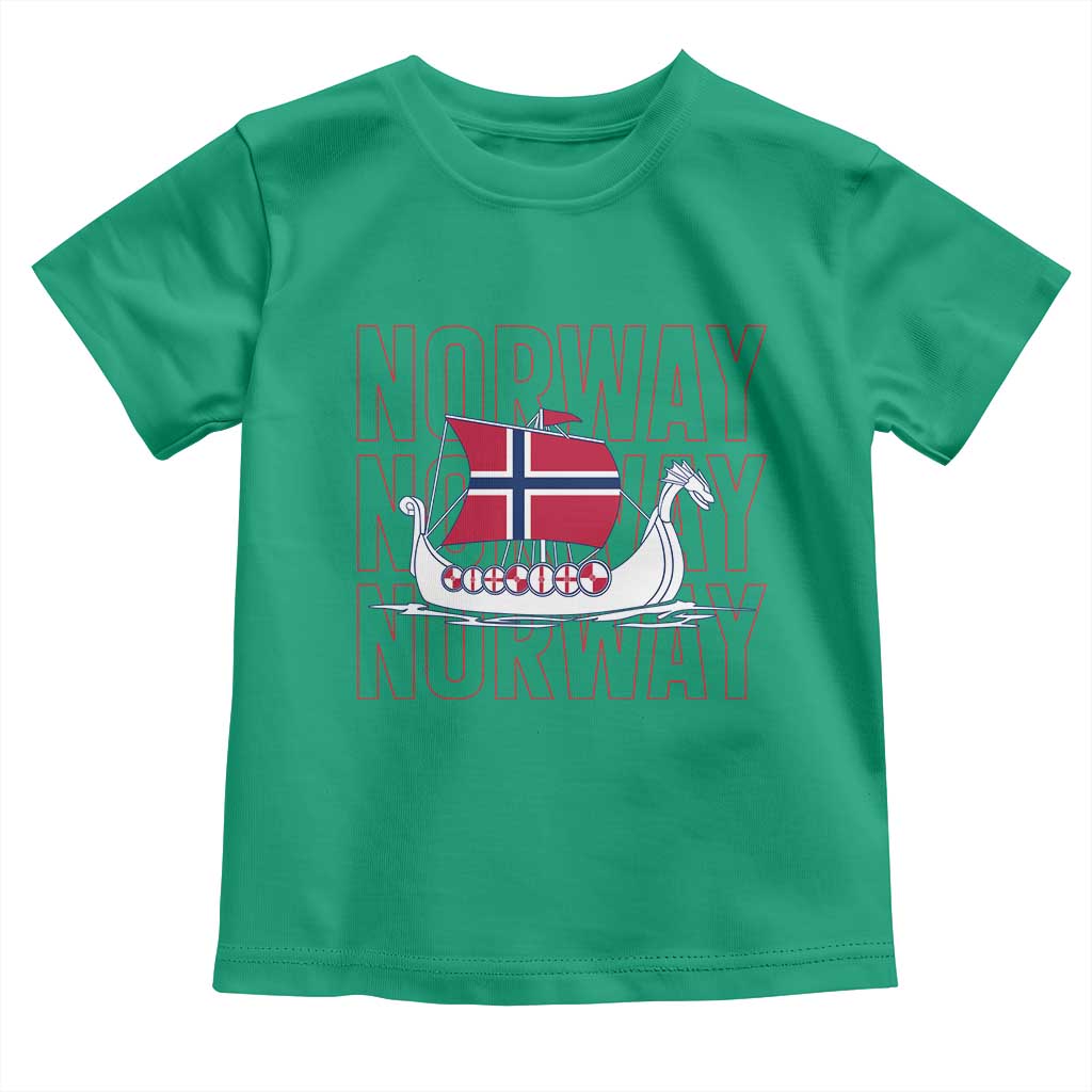 Norwegian Viking Ship Flag Boat Norway Heritage Toddler T Shirt