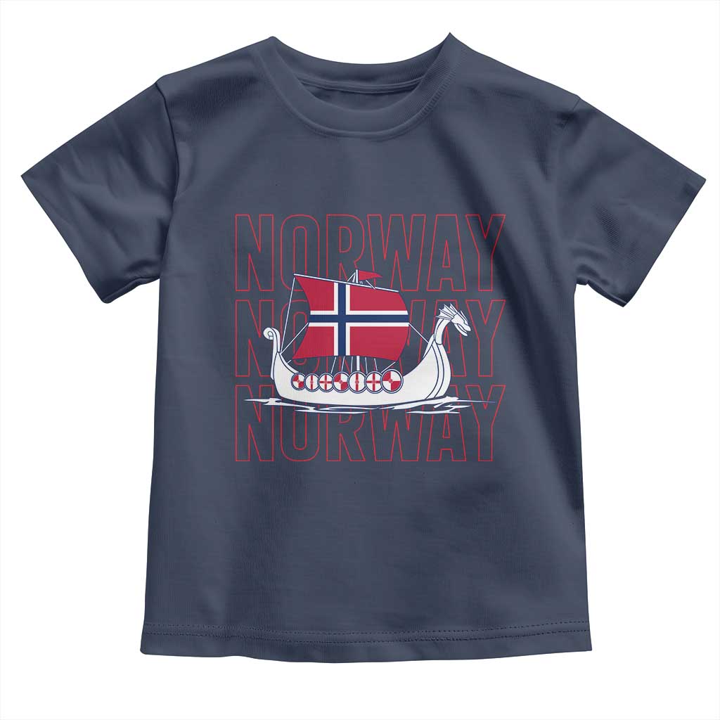 Norwegian Viking Ship Flag Boat Norway Heritage Toddler T Shirt