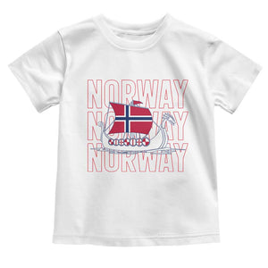Norwegian Viking Ship Flag Boat Norway Heritage Toddler T Shirt