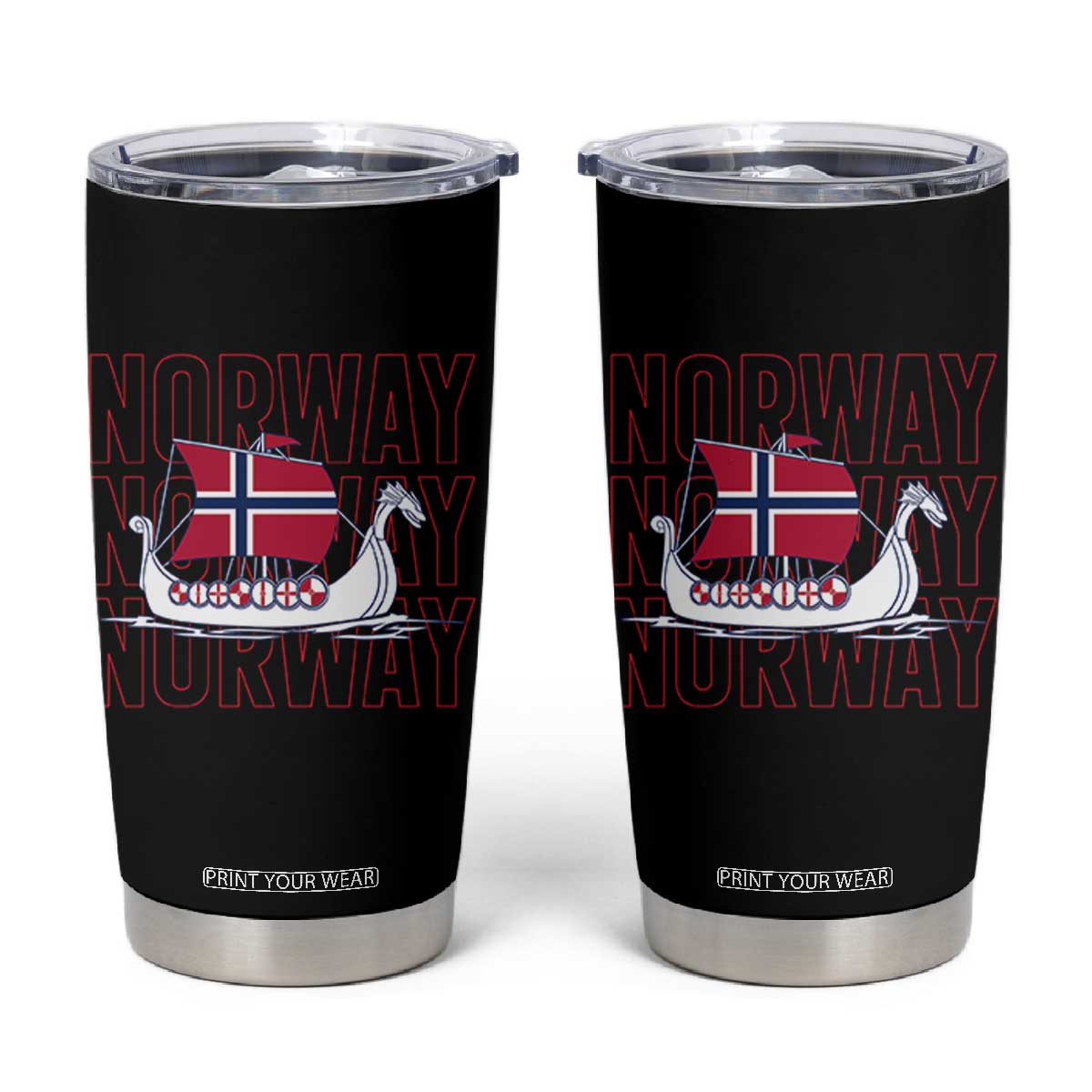 Norwegian Viking Ship Flag Boat Norway Heritage Tumbler Cup