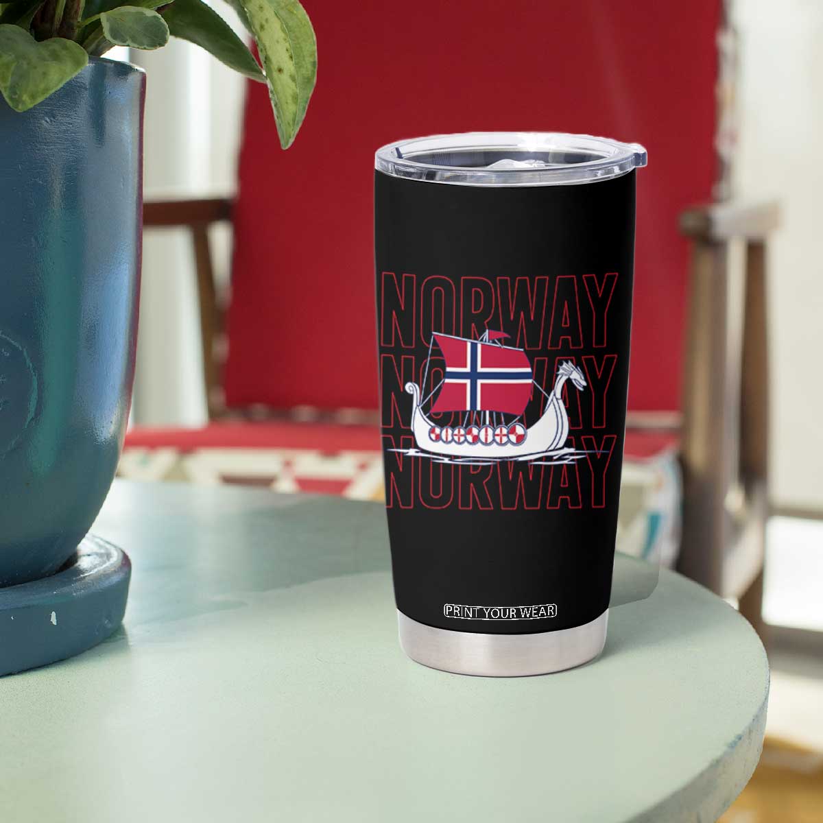 Norwegian Viking Ship Flag Boat Norway Heritage Tumbler Cup