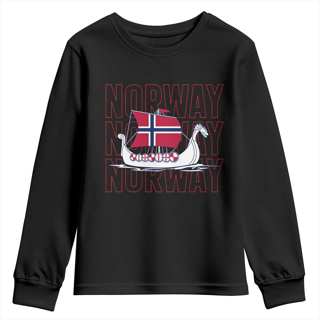 Norwegian Viking Ship Flag Boat Norway Heritage Youth Sweatshirt