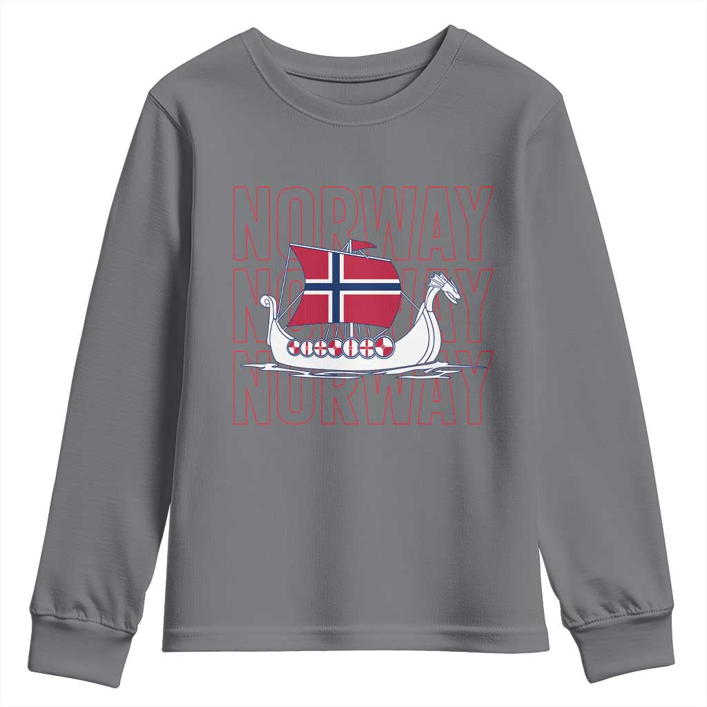 Norwegian Viking Ship Flag Boat Norway Heritage Youth Sweatshirt