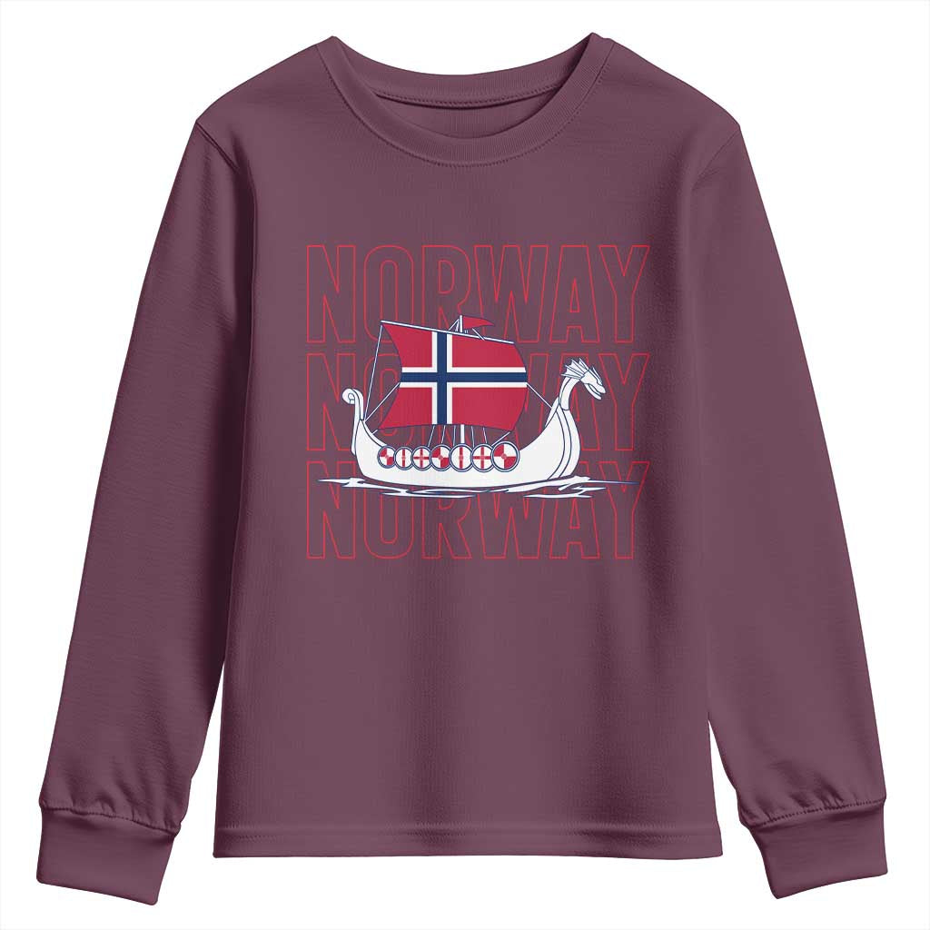 Norwegian Viking Ship Flag Boat Norway Heritage Youth Sweatshirt