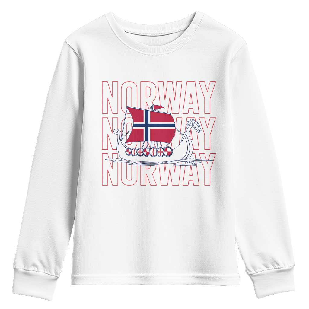 Norwegian Viking Ship Flag Boat Norway Heritage Youth Sweatshirt