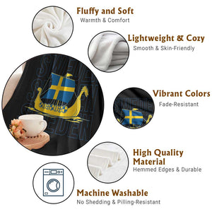 Swedish Viking Ship Sverige Sweden Flag Boat Viking Throw Blanket