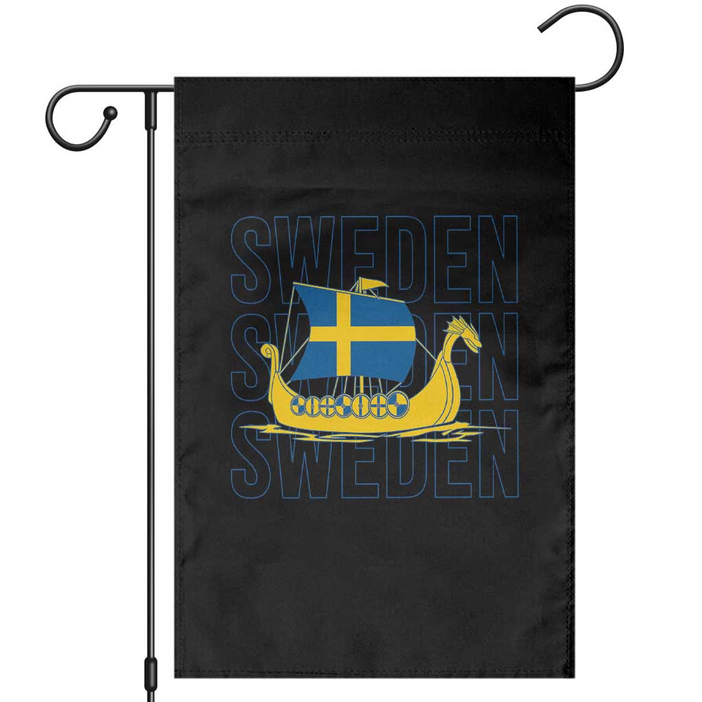 Swedish Viking Ship Sverige Sweden Flag Boat Viking Garden Flag TS14 Black Print Your Wear