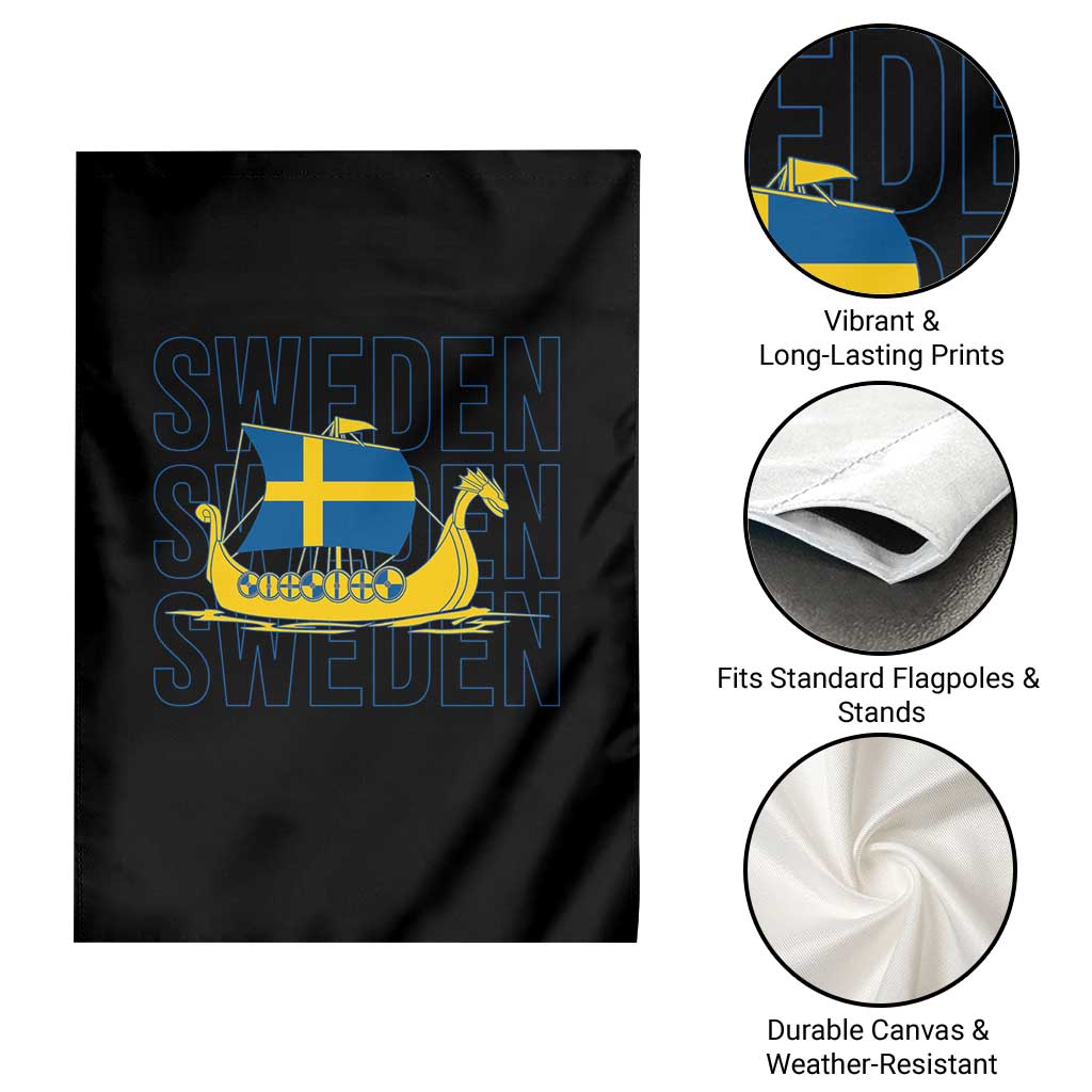 Swedish Viking Ship Sverige Sweden Flag Boat Viking Garden Flag