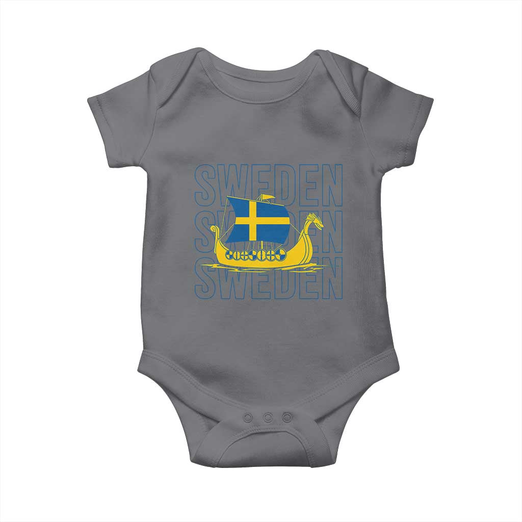 Swedish Viking Ship Sverige Sweden Flag Boat Viking Baby Onesie
