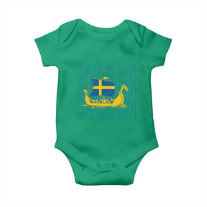 Swedish Viking Ship Sverige Sweden Flag Boat Viking Baby Onesie