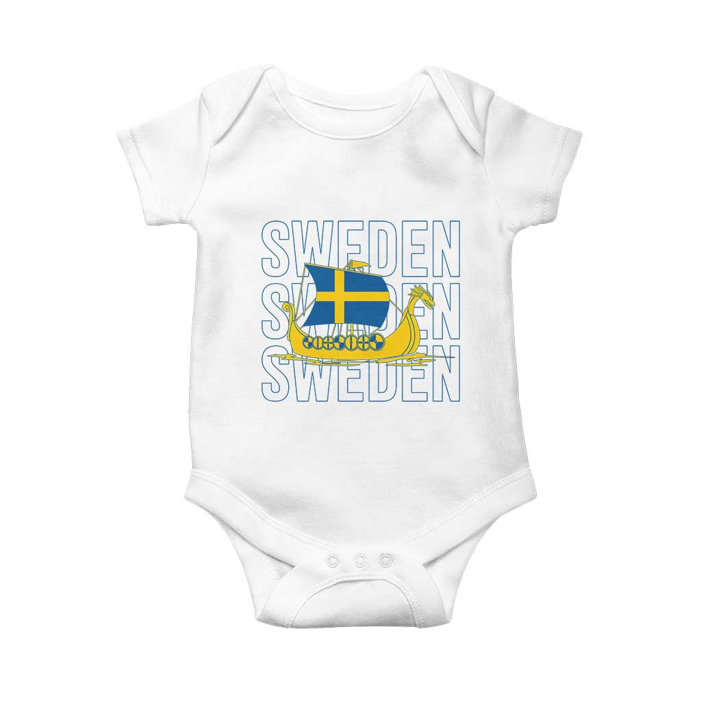 Swedish Viking Ship Sverige Sweden Flag Boat Viking Baby Onesie