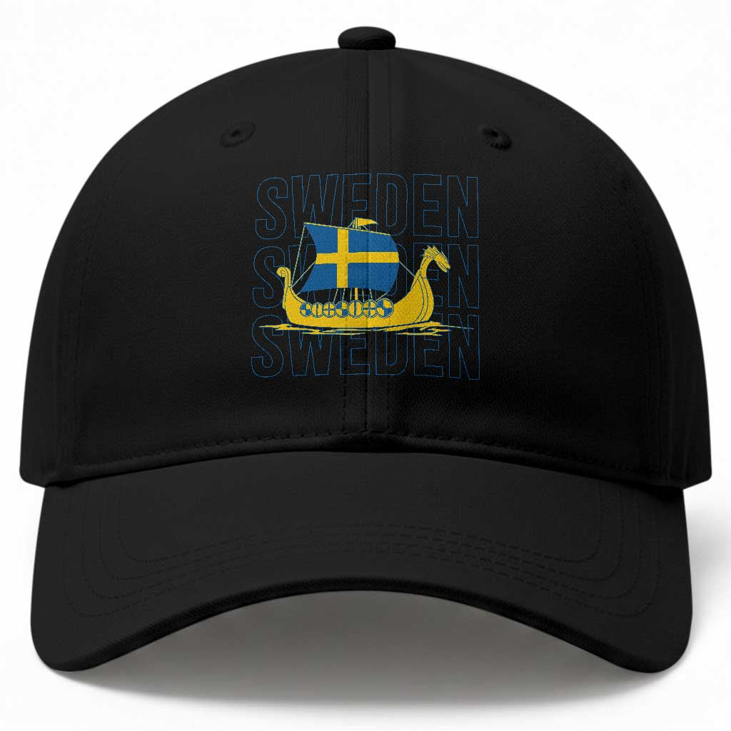 Swedish Viking Ship Sverige Sweden Flag Boat Viking Baseball Cap TS14 Print Your Wear