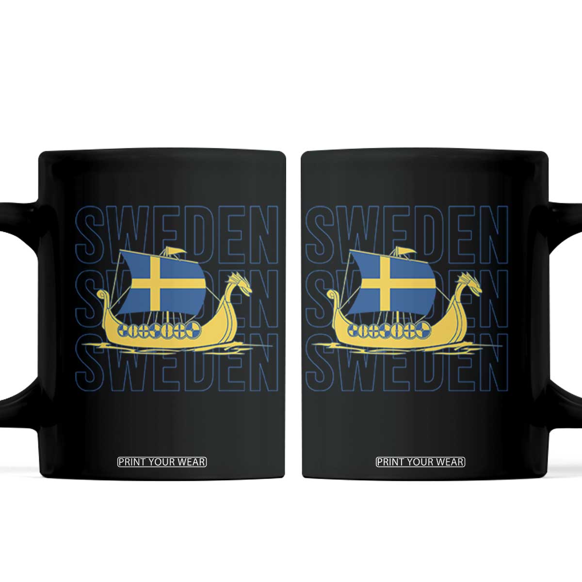 Swedish Viking Ship Sverige Sweden Flag Boat Viking Coffee Mug