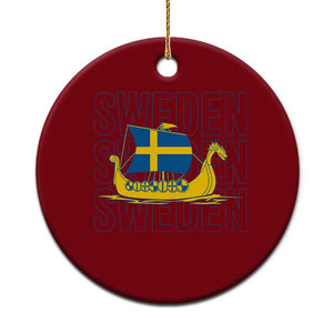 Swedish Viking Ship Sverige Sweden Flag Boat Viking Ceramic Ornament