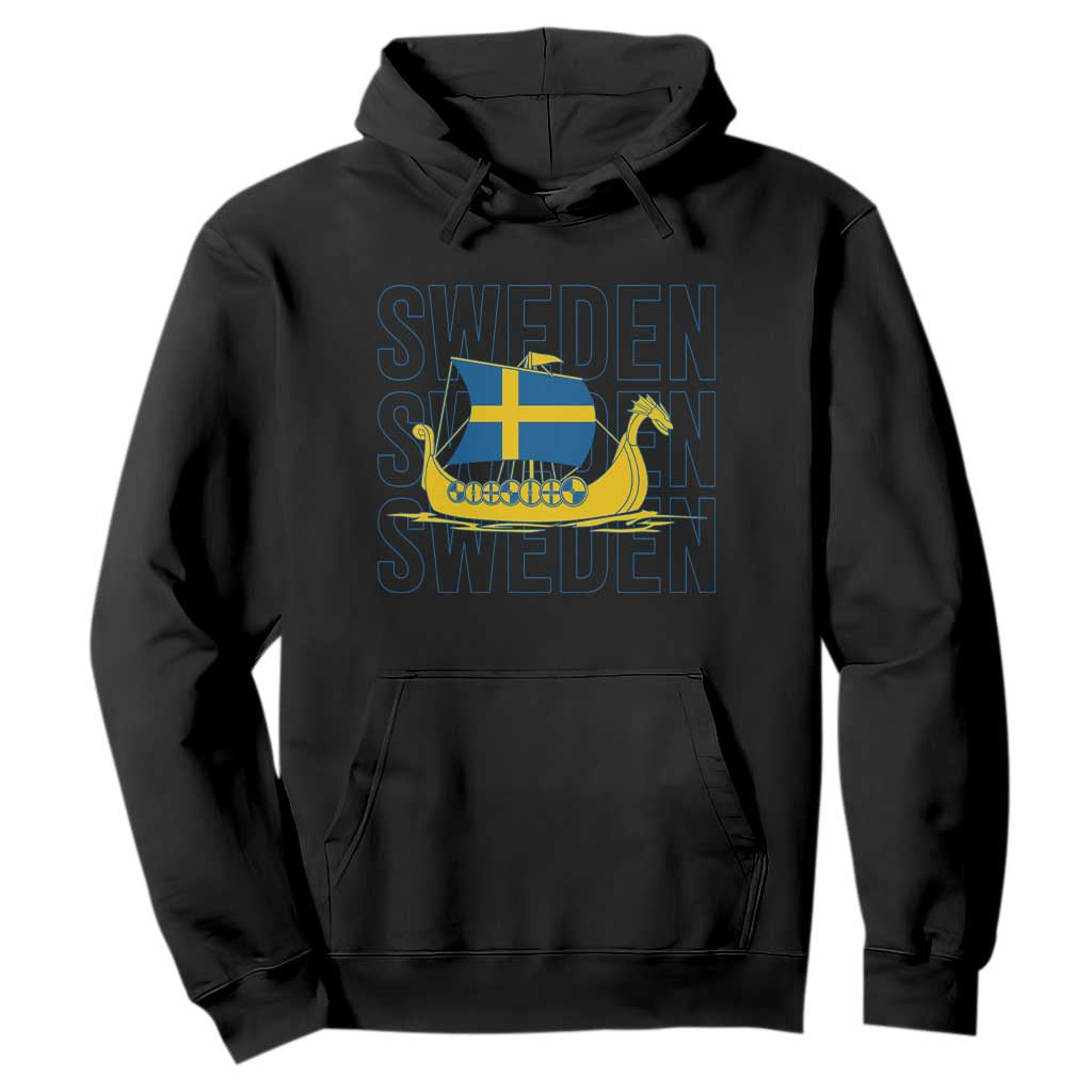Swedish Viking Ship Sverige Sweden Flag Boat Viking Hoodie