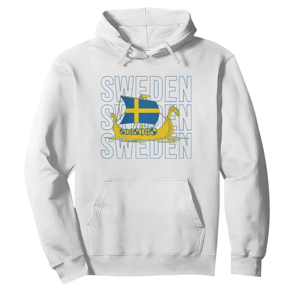 Swedish Viking Ship Sverige Sweden Flag Boat Viking Hoodie