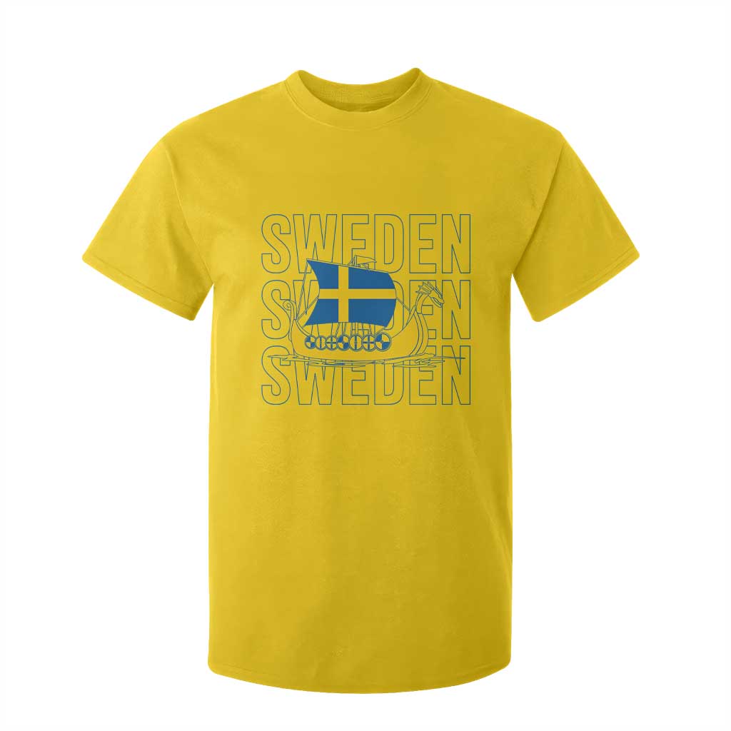 Swedish Viking Ship Sverige Sweden Flag Boat Viking T Shirt For Kid