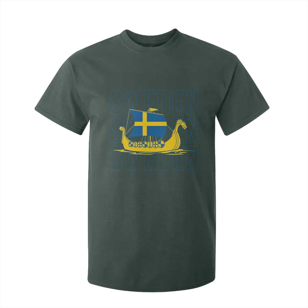 Swedish Viking Ship Sverige Sweden Flag Boat Viking T Shirt For Kid