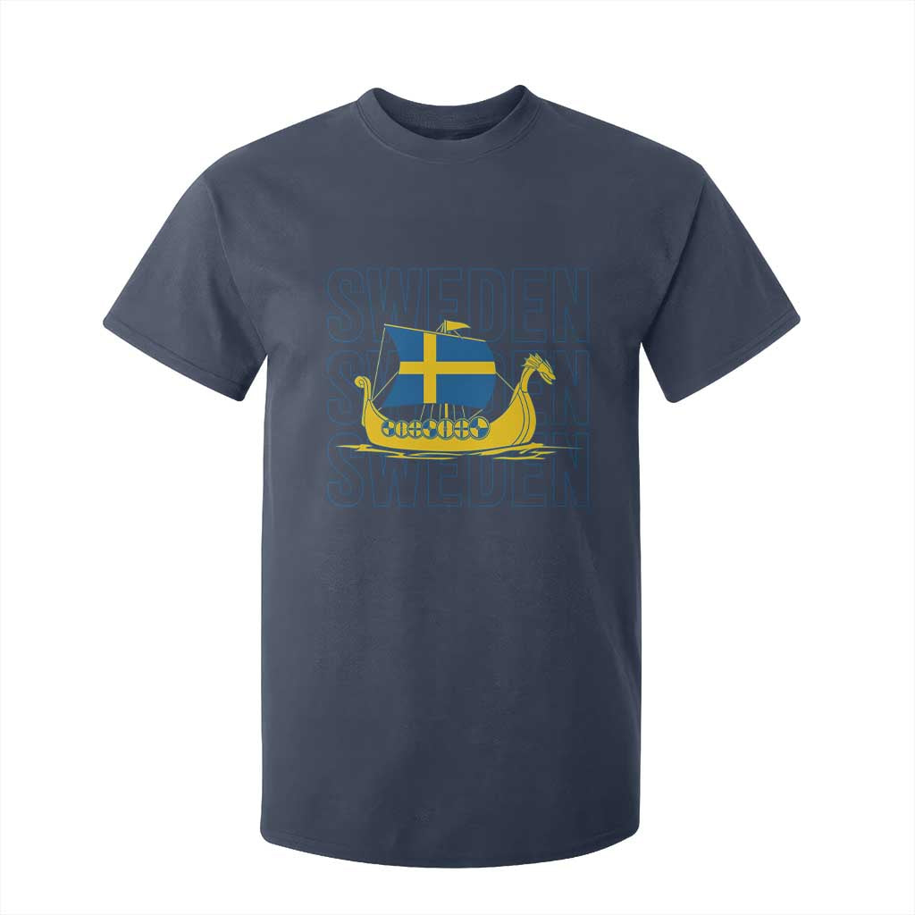 Swedish Viking Ship Sverige Sweden Flag Boat Viking T Shirt For Kid
