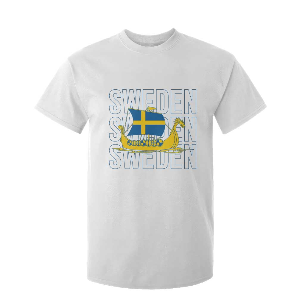 Swedish Viking Ship Sverige Sweden Flag Boat Viking T Shirt For Kid