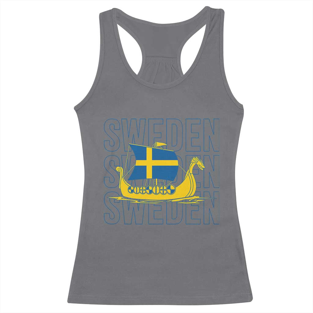 Swedish Viking Ship Sverige Sweden Flag Boat Viking Racerback Tank Top