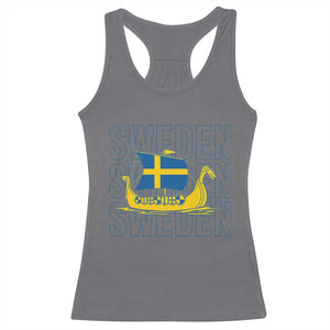 Swedish Viking Ship Sverige Sweden Flag Boat Viking Racerback Tank Top