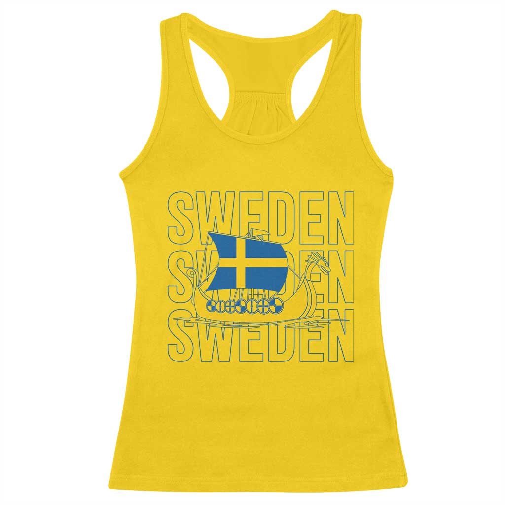 Swedish Viking Ship Sverige Sweden Flag Boat Viking Racerback Tank Top