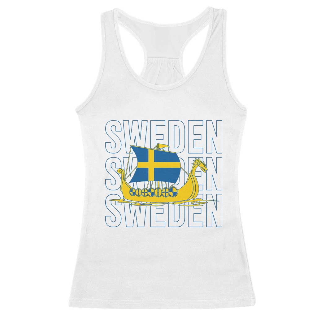 Swedish Viking Ship Sverige Sweden Flag Boat Viking Racerback Tank Top