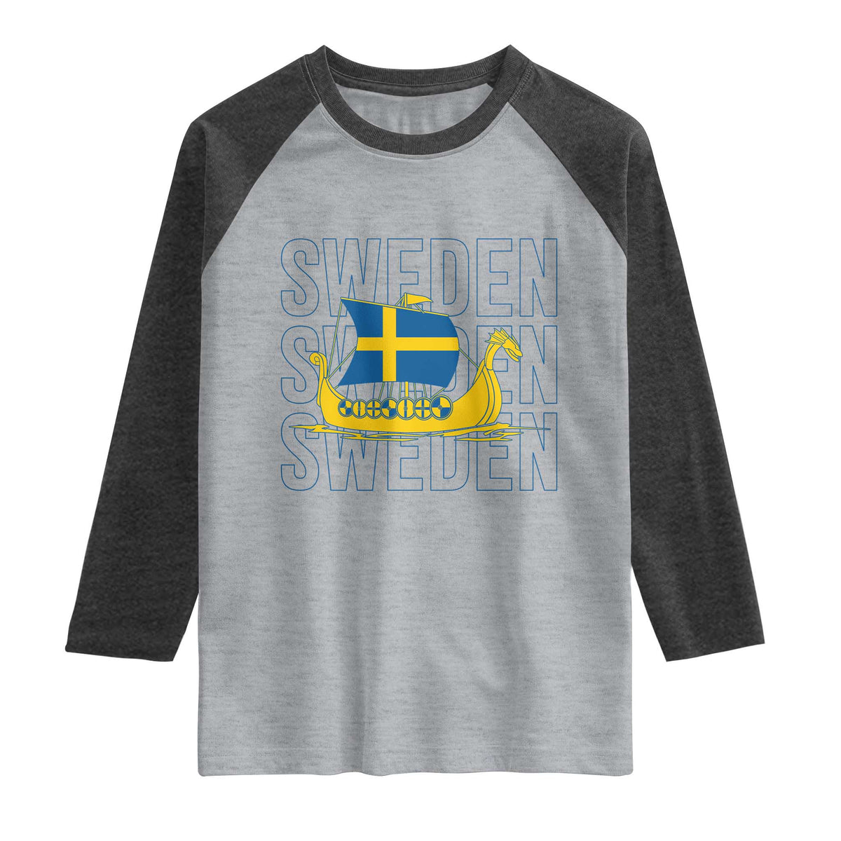 Swedish Viking Ship Sverige Sweden Flag Boat Viking Raglan Shirt