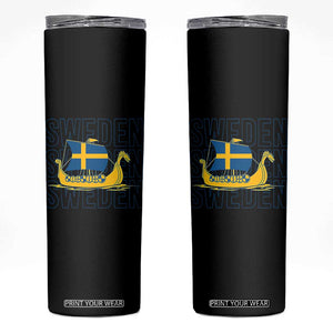 Swedish Viking Ship Sverige Sweden Flag Boat Viking Skinny Tumbler
