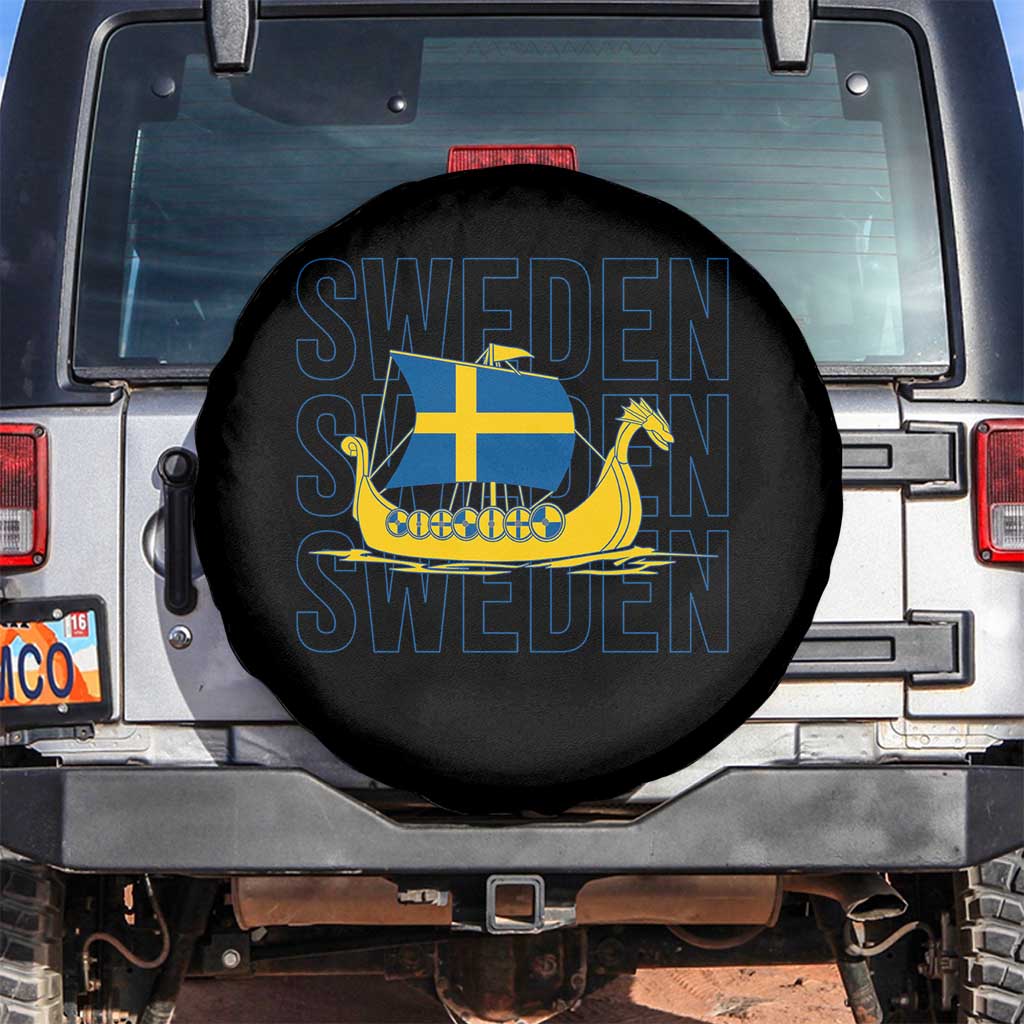 Swedish Viking Ship Sverige Sweden Flag Boat Viking Spare Tire Cover